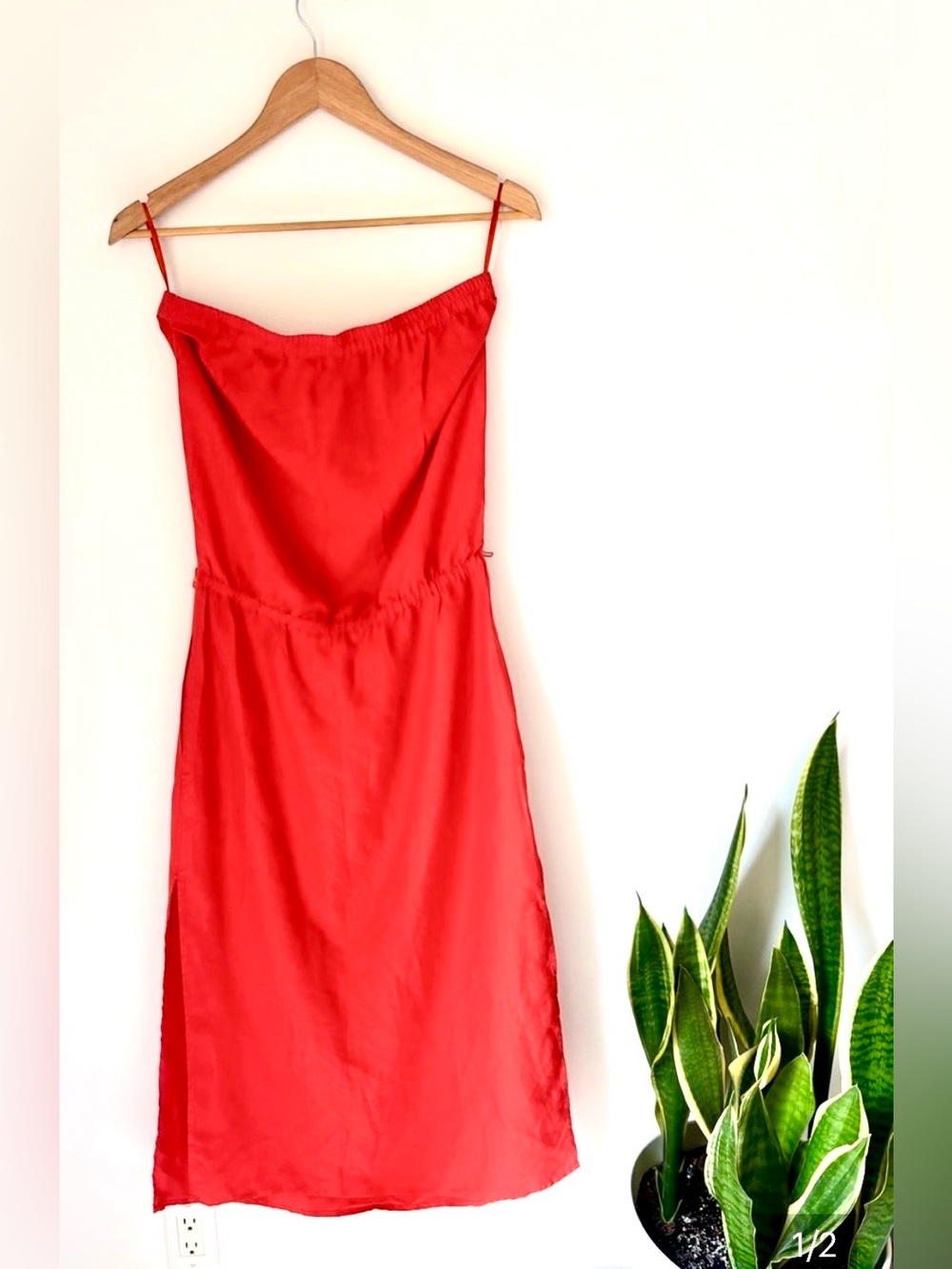 MICHAEL KORS - ORANGE STRAPLESS SLIP DRESS - EUC